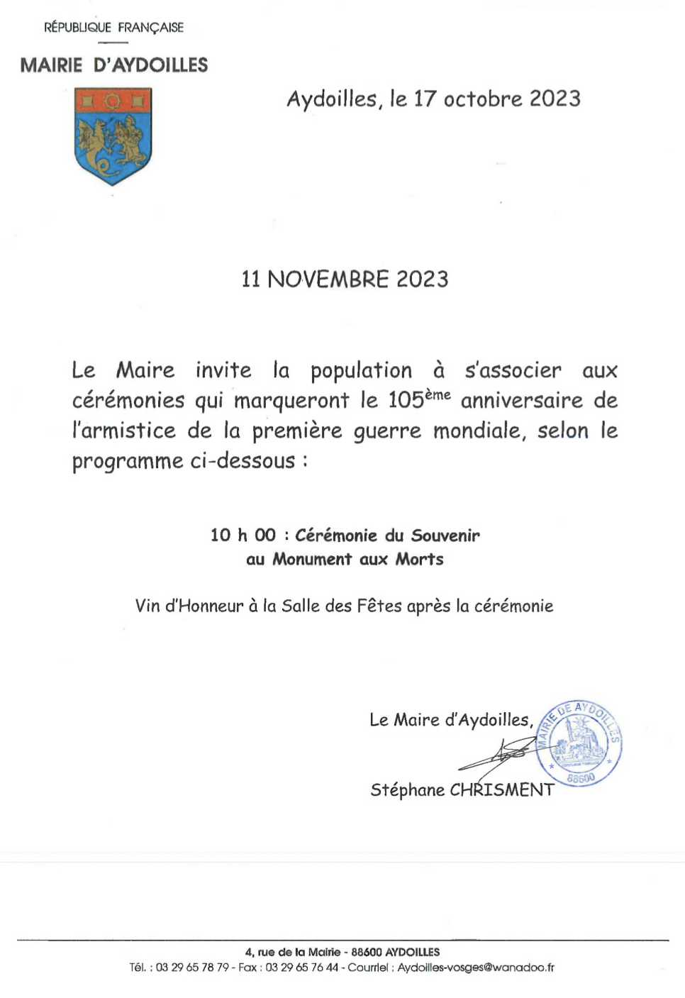 Crmonie du 11 novembre 