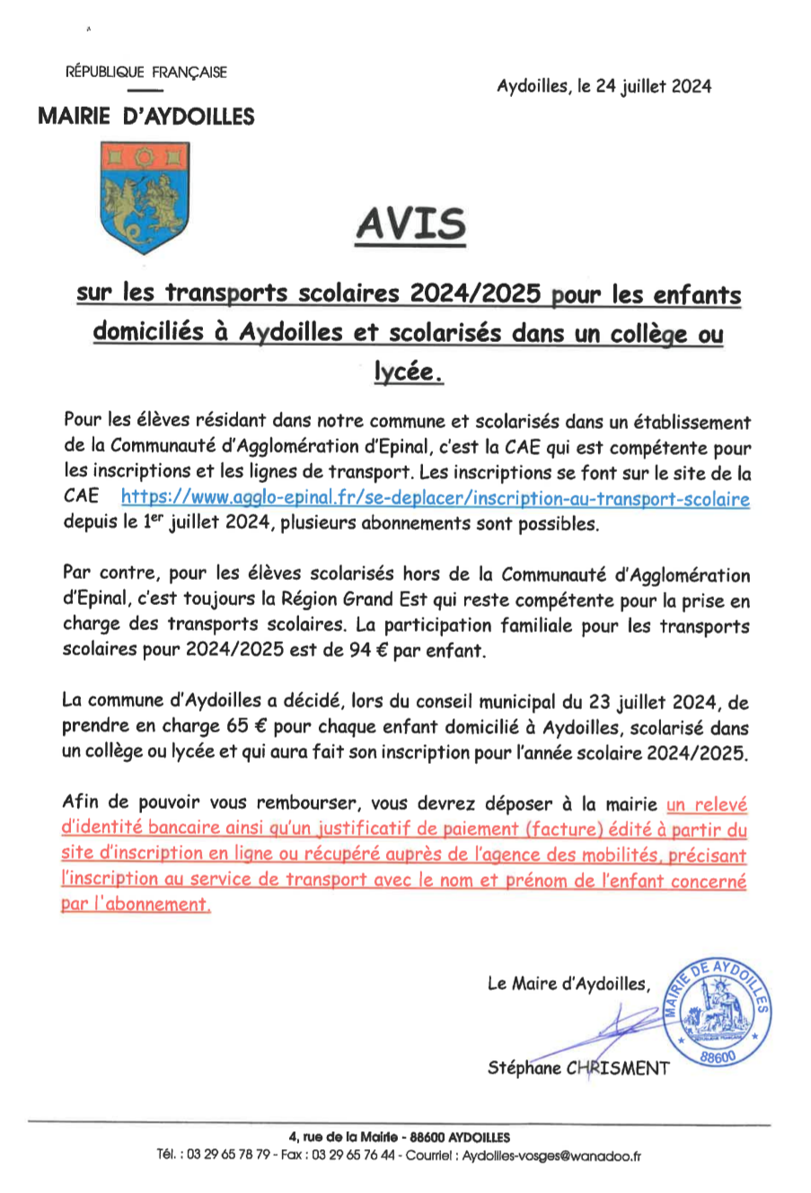 Transport scolaire 
