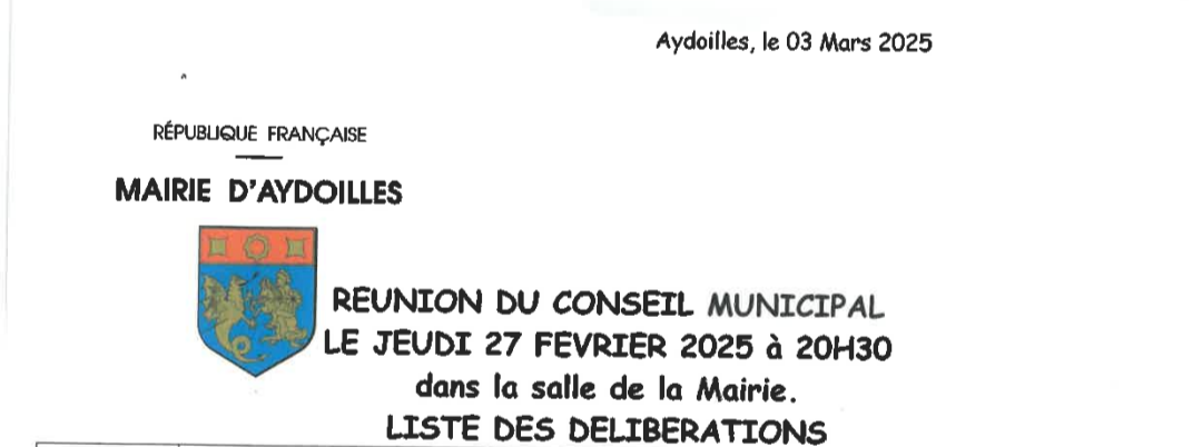Liste des délibérations 