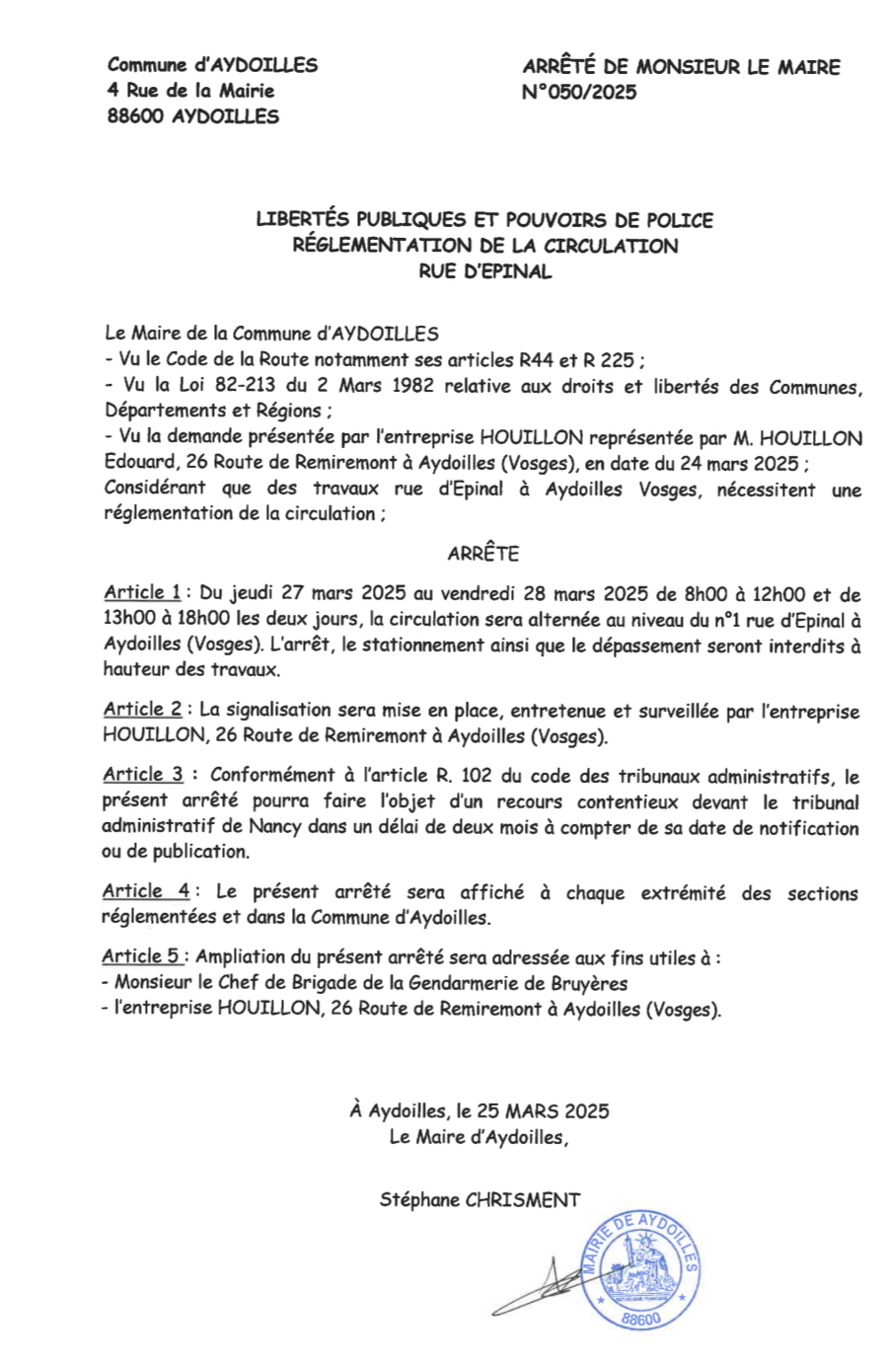 Arr?t? de circulation 