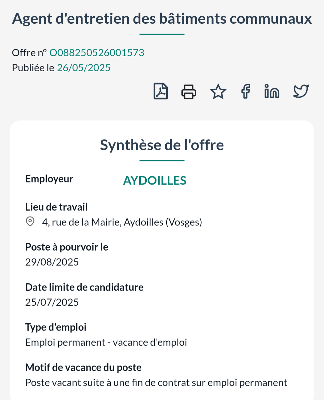 Offre d\'emploi 