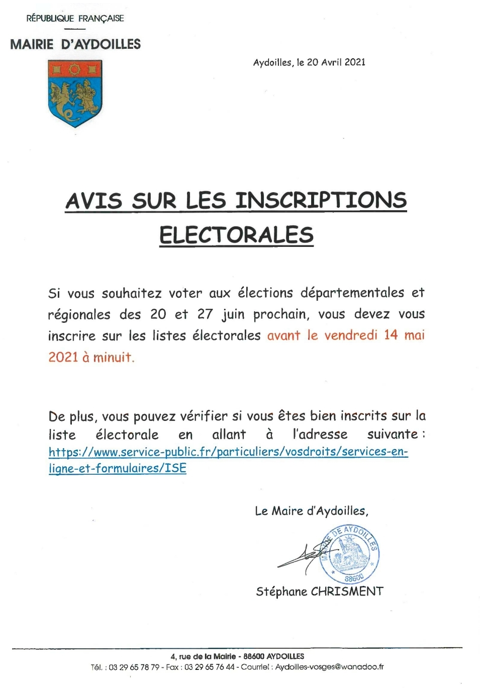 Inscription sur les listes lectorales 