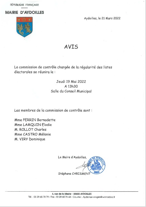 Commission de Contrôle chargée de la régularité des listes électorales