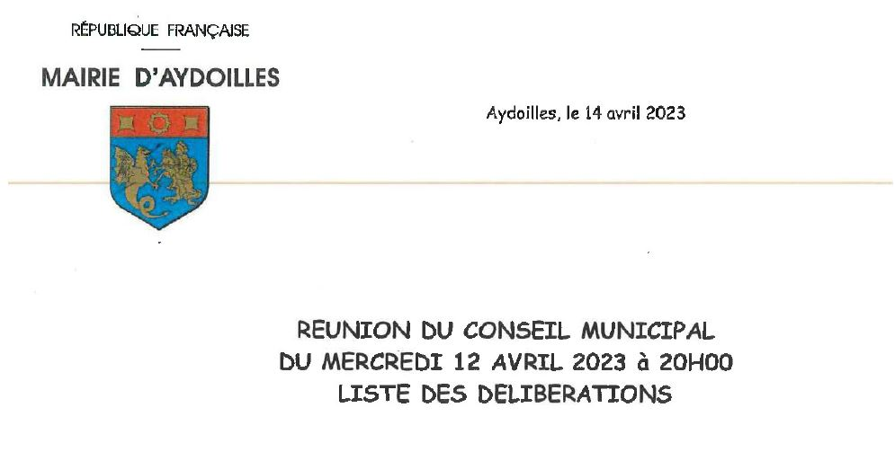 Conseil municipal du 12 avril 2023